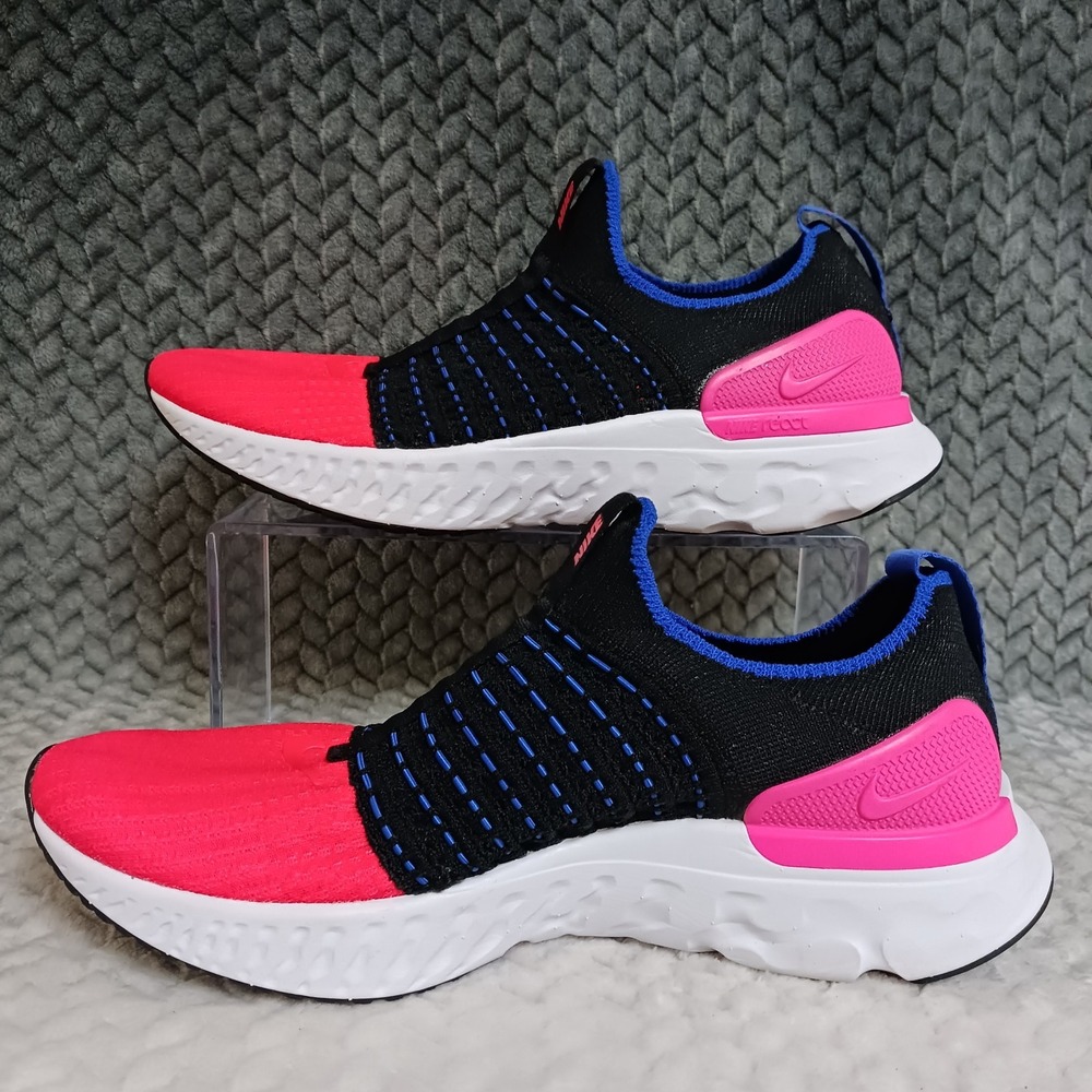 Nike React Phantom Run Flyknit 2 Black Bright Crimson Womens Running Shoe Sz 8.5 - Picture 2 of 14
